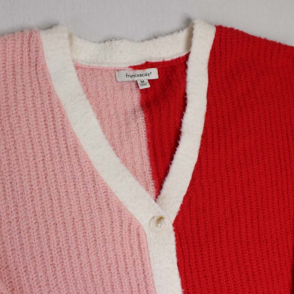 Francesca Crochet Granny Square Color Block Crop Cardigan Cream Boho Size M